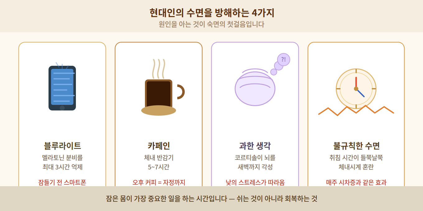 수면을 방해하는 원인 이미지