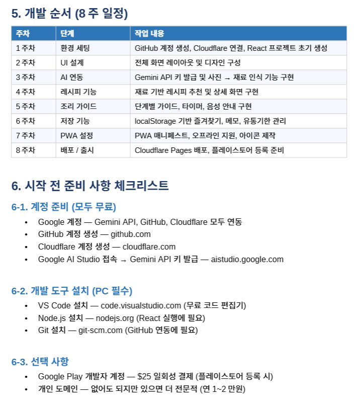 k냉털 개발 순서 표